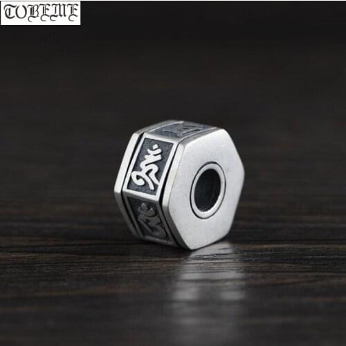 100% 925 Silver Tibetan Six Words Proverb Pendant 925 Sterling Buddhist OM Mantra Pendant Tibetan Good Luck Amulet Pendant