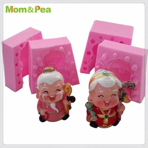 Mom&Pea MPA1801-2 Chinese God Silicone Mold Sugar Paste 3D Fondant Cake Decoration