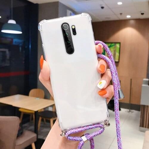 Luxury Cute Lanyard Silicone Phone Case For Xiaomi Redmi Note 10 9 8 7 Mi 10 9 8 T Lite F2 X2 Pro Ultra-thin Necklace Rope Cover