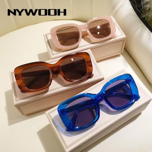 NYWOOH Vintage Rectangle Sunglasses Women Men Brand Design Modern Retro Shades Sun Glasses Ladies Candy Color Lens Eyewear UV400