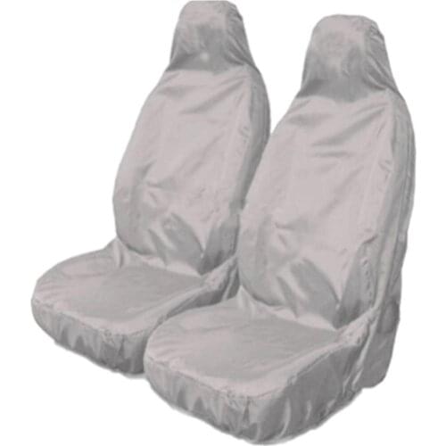 2pcs Universal Car Nylon Heavy Duty Waterproof Grey Front Seat Covers Protectors