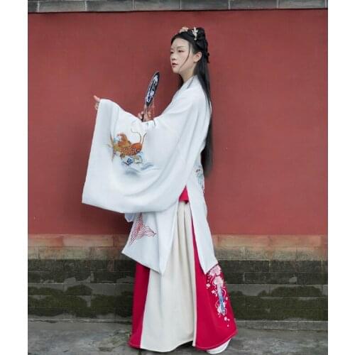 Yunyu In The Water Hanfu Womens Traditional Ming-made Cloak, Large-sleeved Embroidered Jacket, Autumn and Winter Daily Style