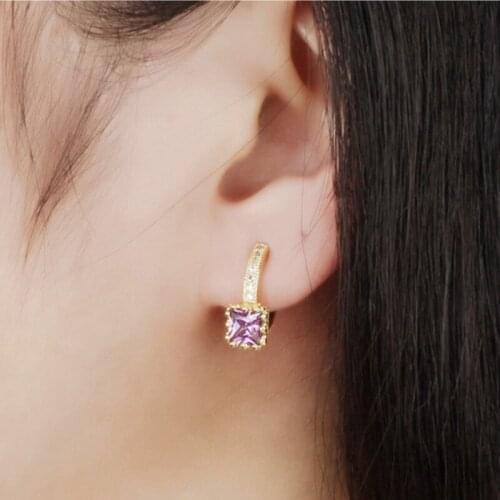 GorGor Stud Earrings Women Fashion Statement Pattern Square Mosaic Cubic Zirconia Temperament Beautiful Accessories 639