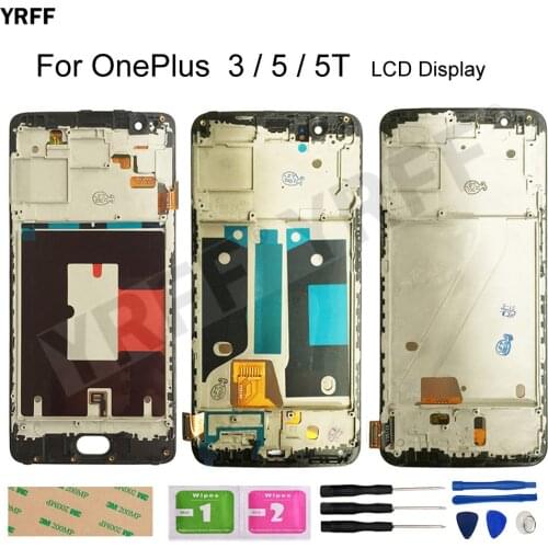 For OnePlus 3 3T With Frame LCD Screens For OnePlus 5T 5 LCD Display Touch Screen Digitizer Assembly Panel Repair Sets