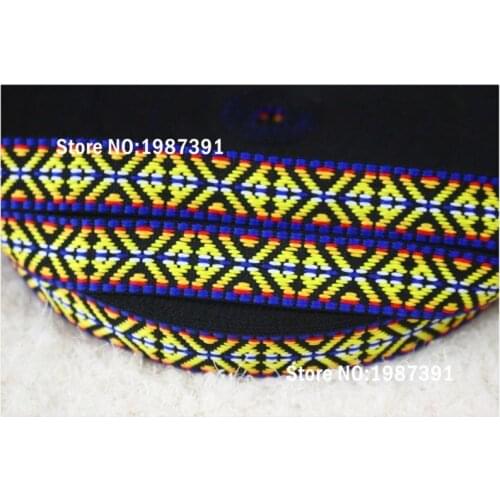 10yards/lots Woven Jacquard Ribbon 2cm yellow Geometric pattern LS-4679