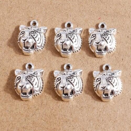 15pcs 13*17mm Animal Charms Tibetan Silver Color Tiger Charms Pendants for Jewelry Making Earrings Necklaces Bracelets DIY Craft