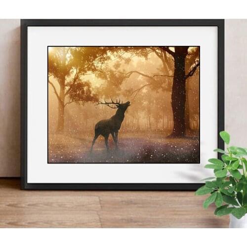 5D DIY Diamond Painting Deer Full Square Animal Reindeer Forest Diamond Embroidery Mosaic Cross Stitch Rhinestone Decor Home