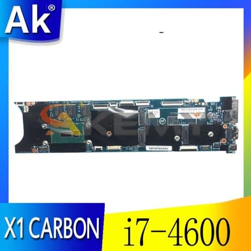 Akemy For Original Laptop Lenovo ThinkPad X1 CARBON TYPE 20A7 20A8 Motherboard Mainboard I7 i7-4600 CPU 8GB With Fan FRU 00UP985