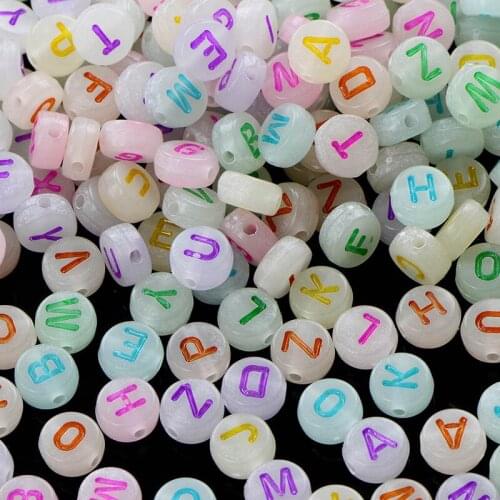 100Pcs Acrylic Luminous Letter Number Space Loose Beads For Jewelry Making DIY Accessories Handmade Craft Supplies