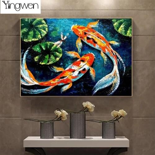 DIY Full Diamond Embroidery Fish Koi Lucky Carp Diamond Painting Picture Of Rhinestone Cross Stitch Mosaic New Arrival Wall Art