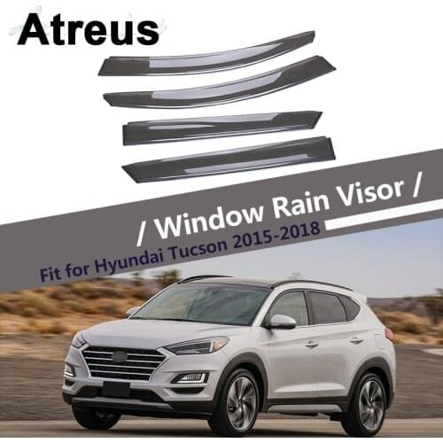 Atreus 4pcs For Hyundai Tucson 2015 2016 2017 2018 Car Accessories Door Smoke Window Sun Rain Visor Wind Deflectors Guard Shield