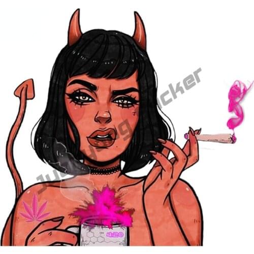Cartoon Devil Girl Ahegao Face Car Stickers Trunk Laptop Decal Motorcycle JTR RV Occlusion Scratch Decor Car Styling PVC13x10cm