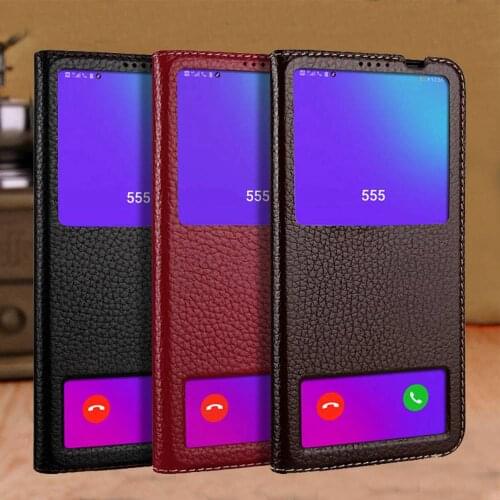 Genuine Leather Case For Huawei P30 Lite Case Cover Window View Display Etui Coque For Huawei P30Lite Flip Cases Magnetic Fundas