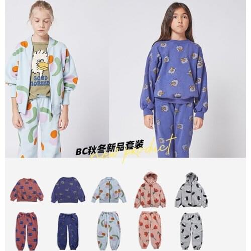 Pre-sale Children Sets Sweater and Pants Suit bobo 2021 AW BC Boys Girls Cartoon Bird Long-sleeved Zipper Hoodie Kid Sweatshirt