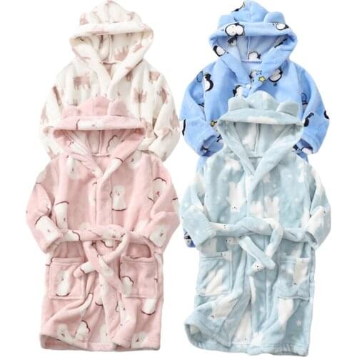 Kids Bathrobe For Boys Girls Children Clothes Baby Flannel Nightgown Clothing Cartoon Night Robe New Child Pajamas 2-12 Years