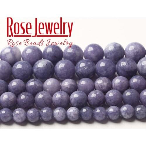 Natural Purple Angelite Stone Beads Round Loose Purple Jades Beads For Jewelry Making Diy Bracelet Accessories 4 6 8 10 12mm15"