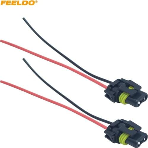 FEELDO 2Pcs Car HID LED Bulb Headlight Plug Cable 9005/9006 Car Light Cord Connector Wire Harness Power Cable #AM5451