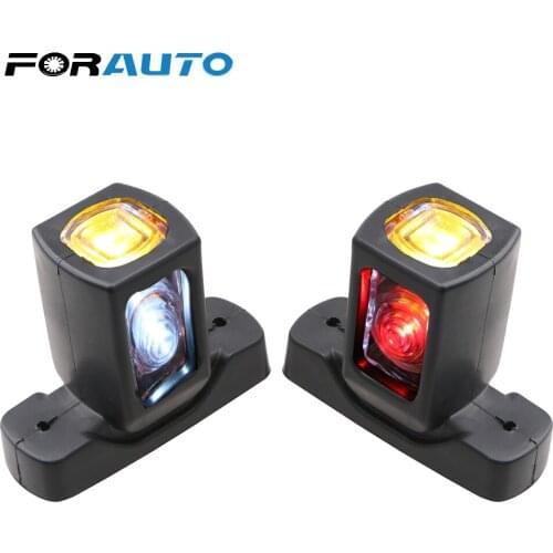 FORAUTO 1 Pair Truck Side Lamp 3 Faces Red Amber White Color Lighting 4 LEDs Marker Side Light 10-30v For Trailer Van Lorry