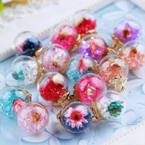 Crystal glass ball Charms pendant earrings For DIY handmade jewelry beads material accessories