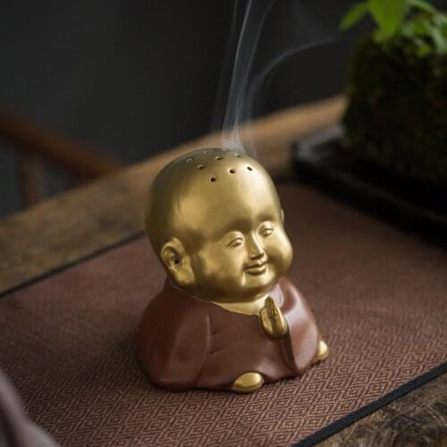 Ceramic Maitreya plate incense burner handicraft ornaments creative home electroplating incense plug back flow incense burner