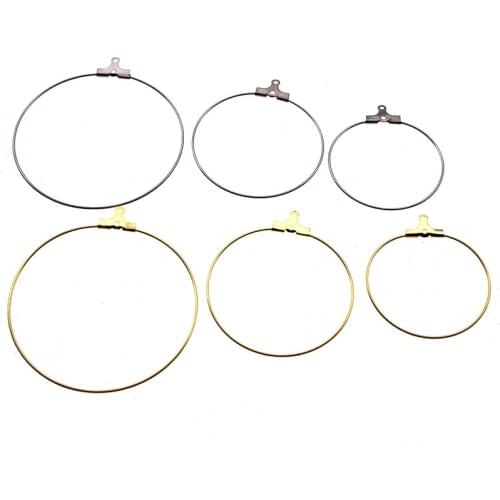20pcs/lot Stainless Steel Gold Circle Ear Wire Earring Hoop Findings for DIY Earring Hook Jewelry Making Accessorie Supplie
