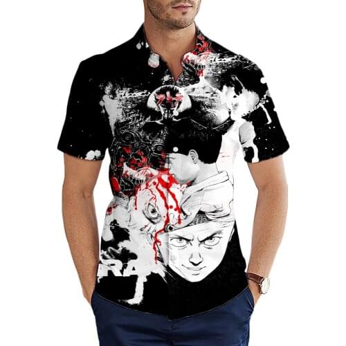 Fashion Mens Hawaiian Shirt Akira Kaneda Neo Tokyo Anime 3d Print Beach Shirt Unisex Summer Harajuku Casual Short Sleeve Shirt