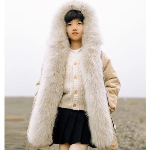 Teen Young Girls Warm Coat Winter Parkas Outerwear Teenage Outfit Children Kids Girls Fur Hooded Jacket for 5 6 8 10 12 Years