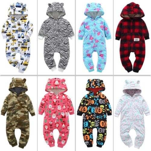 New spring and autumn young children thick fleece jumpsuit hooded child climbing clothes winter Fleece jumpsuit