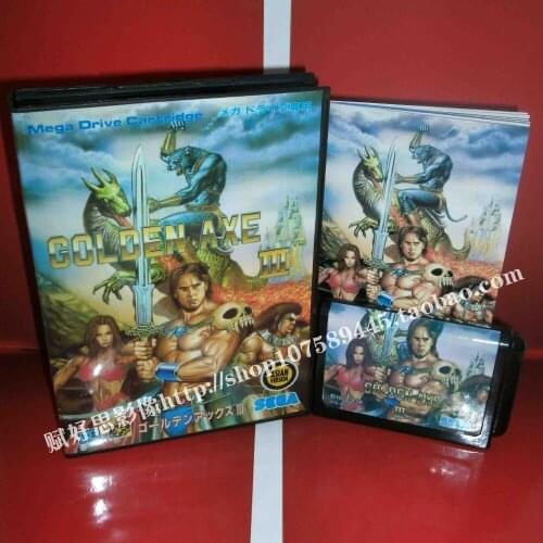 New Arrival Sega MD game - Golden Axe 3 with Box and Manual for 16 bit Sega MD game Cartridge Megadrive Genesis system