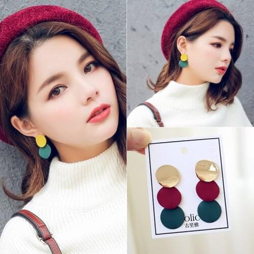 New Korean Acrylic Womens Earrings Vintage Geometric Gold Dangle Earrings 2020 Womens Wedding Fashion Accessories