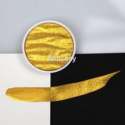 Germany Finetec Coliro Handmade Solid Watercolor Paints, Gold Silver Pearl Colors, Single pan