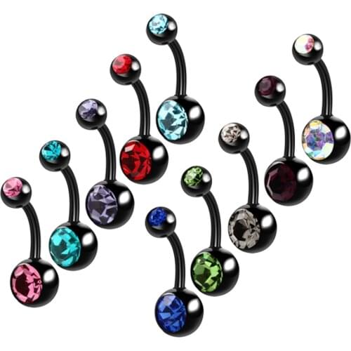 10pcs/lot Steel Double Gem Gauged Belly Button Piercing Navel for Rings Piercings Ombligo Nombril Sexy Body Jewelry Piercings