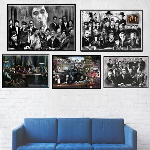 Poster Prints Gift Godfather Gangsters Sopranos Retro Movie Actor Wall Art Canvas Painting Picture Living Home Room Decor