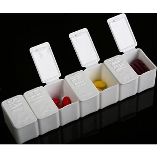Plastic 7Day Pill Box Medicine Case Storages Pill Tablet Organizer Container Case Sort Folding Weekly Tablet Braille Recognition