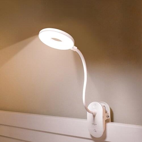 18LED Dimmable Clip-On Reading Book Light Flexible Lamp Light Bed Desk Rechargeable USB Touch Sense Night Lamp Eye Protection