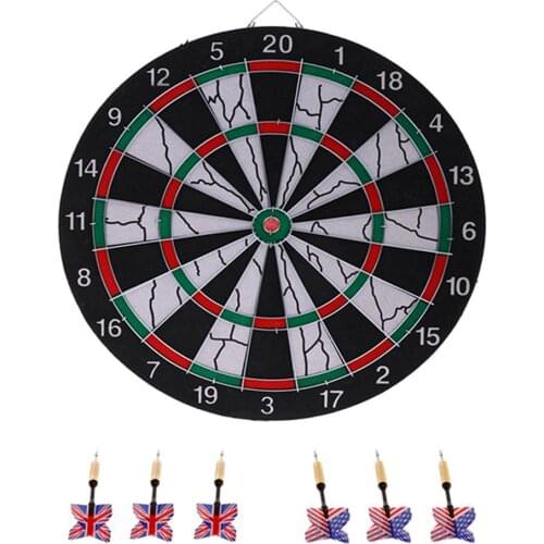 Durable 15'' Two Side Printing Magnetic Dart Board Dartboard with Set of 6 Steel Tip Brass Dart for Tournament Tavern Darts Game