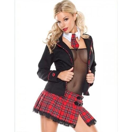 New Naughty School Girl Uniform Halloween Costume Full Set Sexy Secretary Role Play Uniform Adult Student Costume Fancy Dress