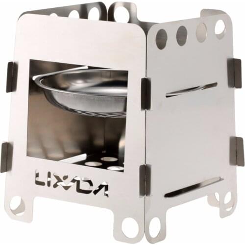 Lixada Folding Titanium Camping Stove Stainless Steel Wood Stove Alcohol Stove Outdoor Lightweight Picnic Cook Burners with Bag