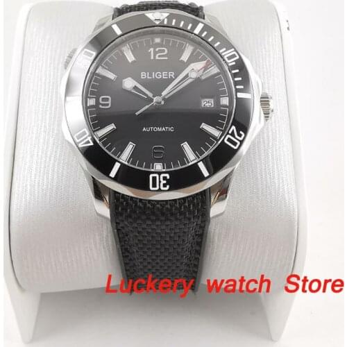 41mm bliger black dial Luminous saphire glass;black Ceramic Bezel Automatic movement mens watch-BA196