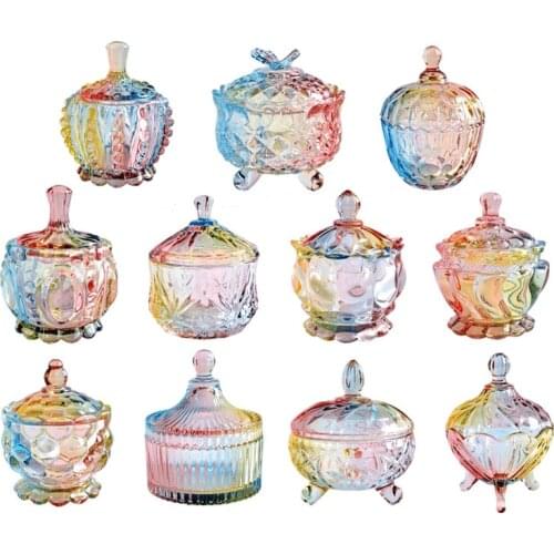 Platters trays dishes Jam snack jar small sundry storage jar sugar jar European storage jar colorful glass candy jar jewelry jar