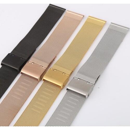 Universal Women Stainless Steel Metal Watchband Men Watch Band Strap Bracelet 12mm 16mm 18mm 20mm 22mm 24mm