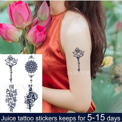 Waterproof Temporary Juice ink Sticker Lotus Chinese Word Dragon Sword Totem Fruit Gel Long lasting Tattoo for Men Women
