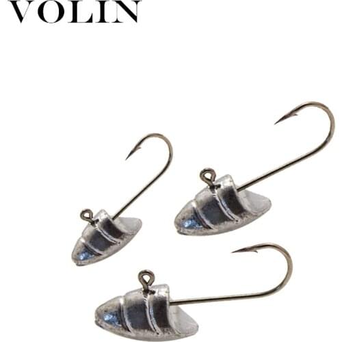 VOLIN 50pcs New Head Jigging Head Fishing Hooks 1.5g 2.5g 3.5g 5g Barbed Hook Worm Soft Lure Exposed Jig Fishing Hooks