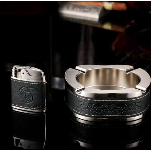 Cigarette lighter Business Gift Box Set Inflatable Windproof Lighter Boutique Ashtray Fashion Gifts Best Men Birthday Gift