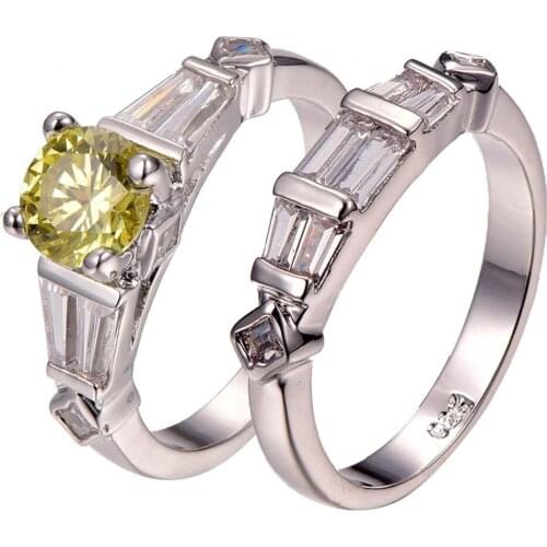 Yellow Crystal Zircon 925 sterling silver best quality Engagement Wedding Ring Size 6 7 8 9 10 F1282
