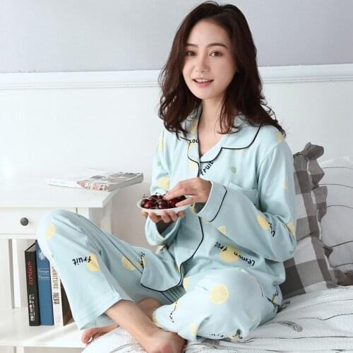 Women Pajamas Autumn Winter 100%Cotton Female Sleepwear Suit Long Sleeve Cardigan Elegant Plus Size 3XL Homewear Clothing