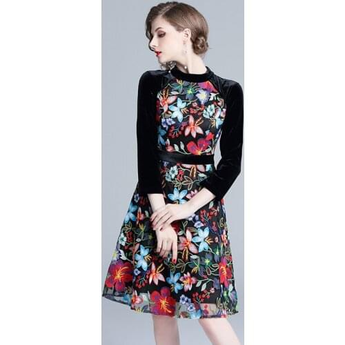 Embroidered Dress Elegant 2021Runway In Europe And America Women Dress