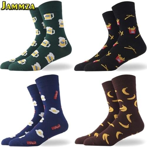 1 Pair Casual Cotton Europe Men Socks Fashion egg banana beer Pattern Cartton Food Socks Male Skateboard Harajuku Creative Meias