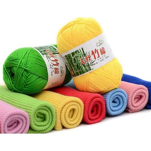 1pc/50g Natural Bamboo Cotton Yarn Soft crochet yarn Baby Yarn Crochet for knitting Wool scarf Hand Knitting DIY Knitted