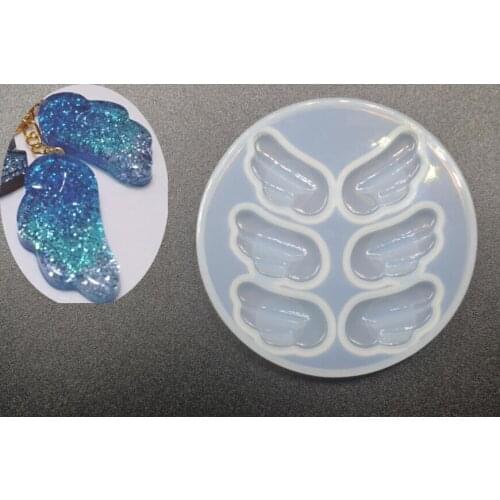 1pc=6pc Angel Wing DIY Jewelry Crystal UV Epoxy Resin Mold Pendant Translucent Molds Silicone Mould Mobile Phone Decoration Tool